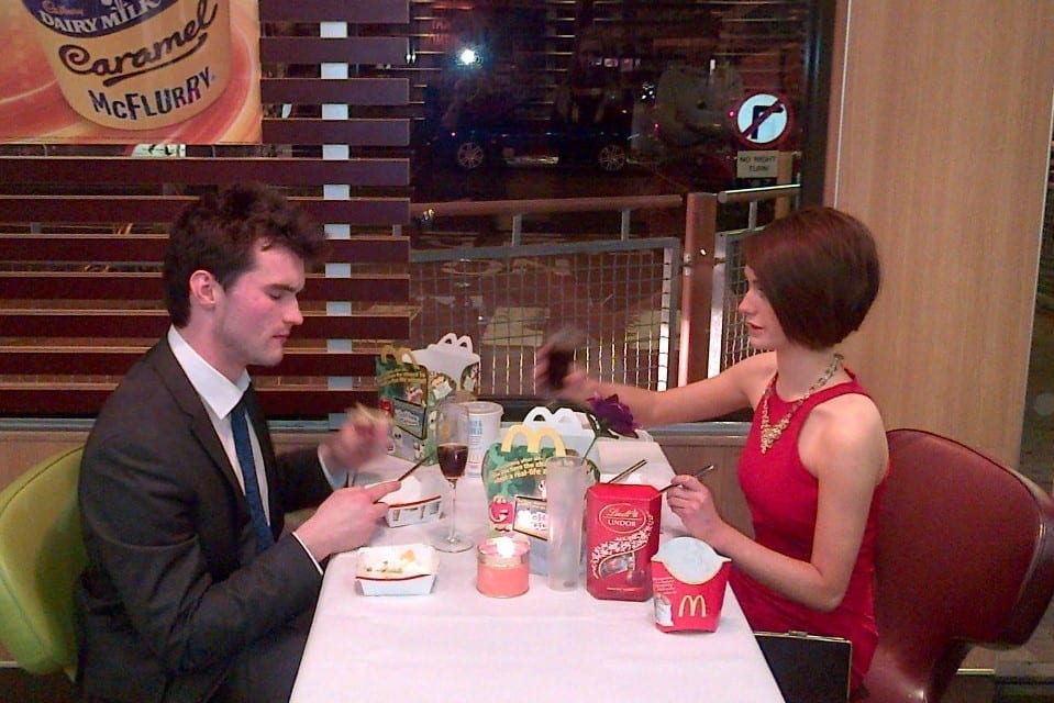 Hart van kipnuggets bij Mc Valentijnsdiner