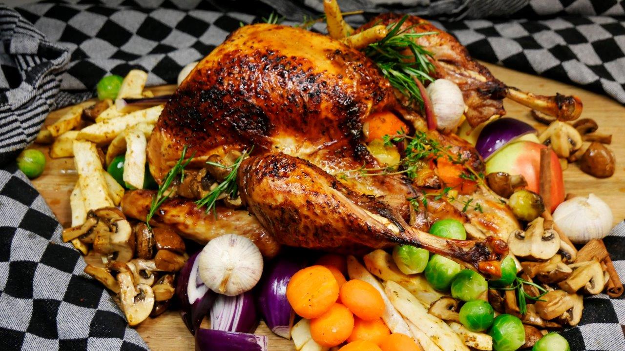 Kalkoen drive-thru voor de kerst