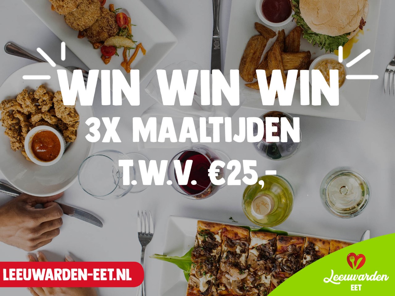 WIN 3 x een maaltijd t.w.v. €25,- bij Leeuwarden Eet
